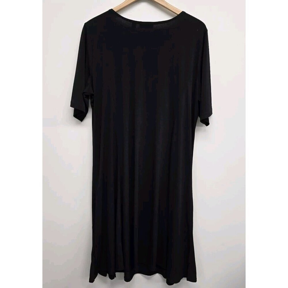 Susan Graver Classic Black Liquid Knit Dress Short Sleeve Size XL Stretch Career - Picture 4 of 8